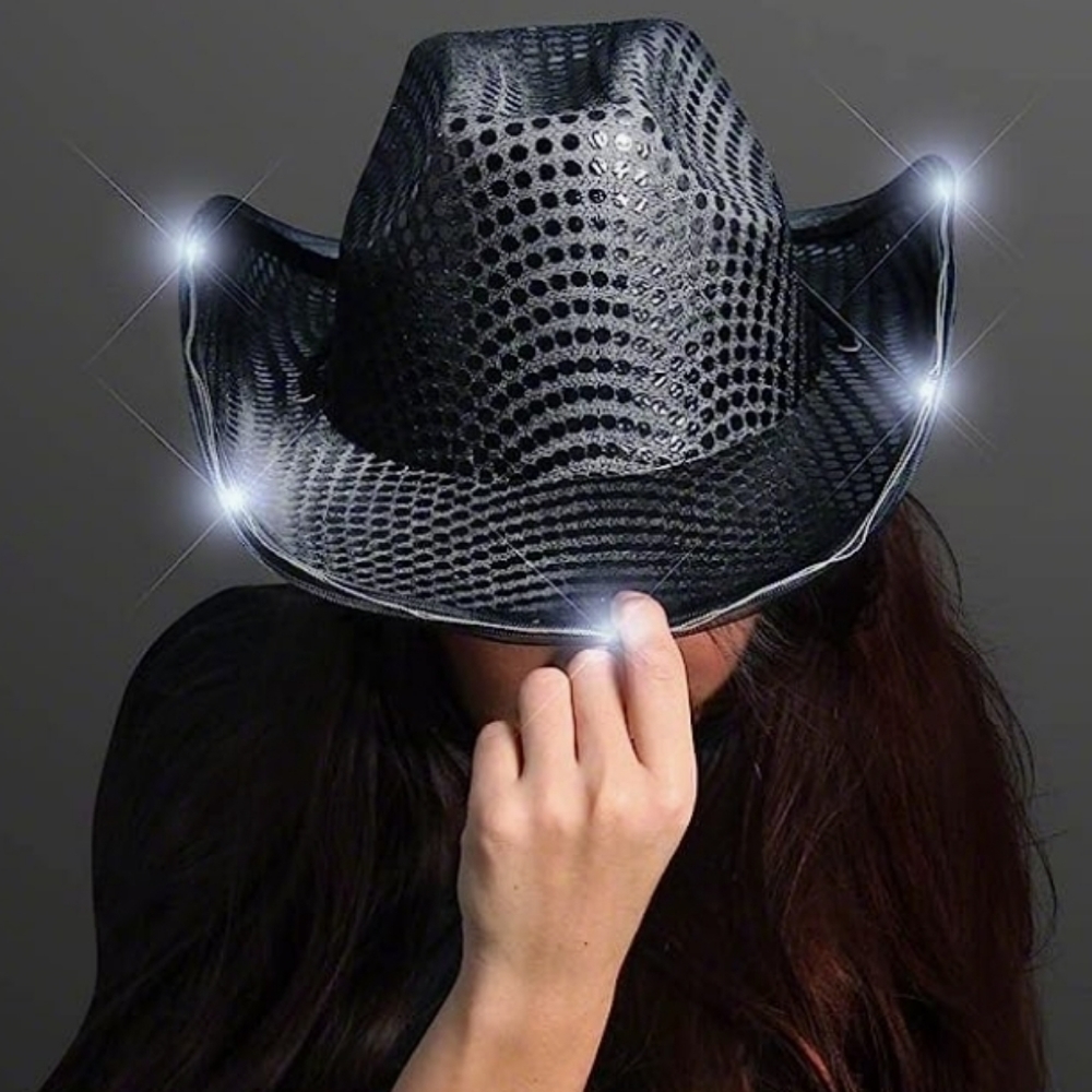 Cowboy Party Hats with LED Lights for Men/Women One Size Bundle of 10 and more - Picture 2 of 3